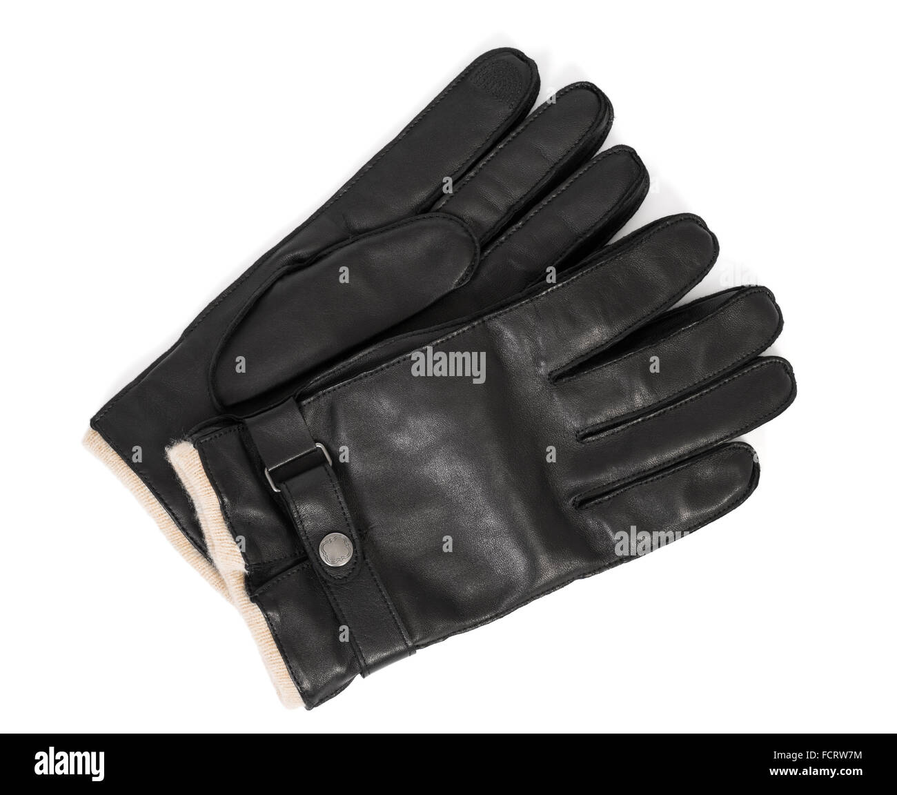 Lederhandschuhe auf einem weißen Hintergrund, Männer Stockfoto