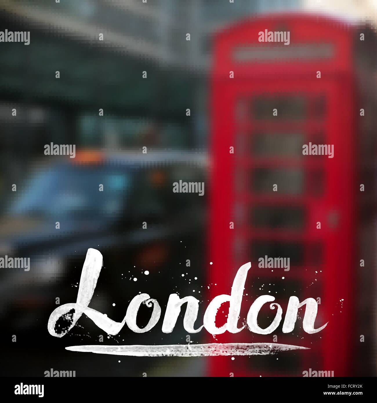 London Kalligraphie Zeichen auf unscharfen Fotohintergrund Stock Vektor
