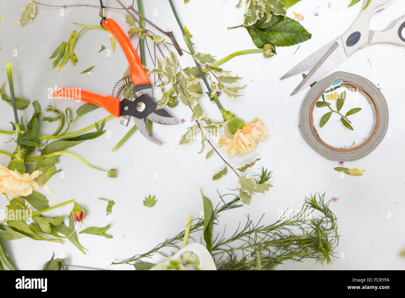 Blumengeschäft konzeptionelle Foto. Workshop-Prozess Stockfoto