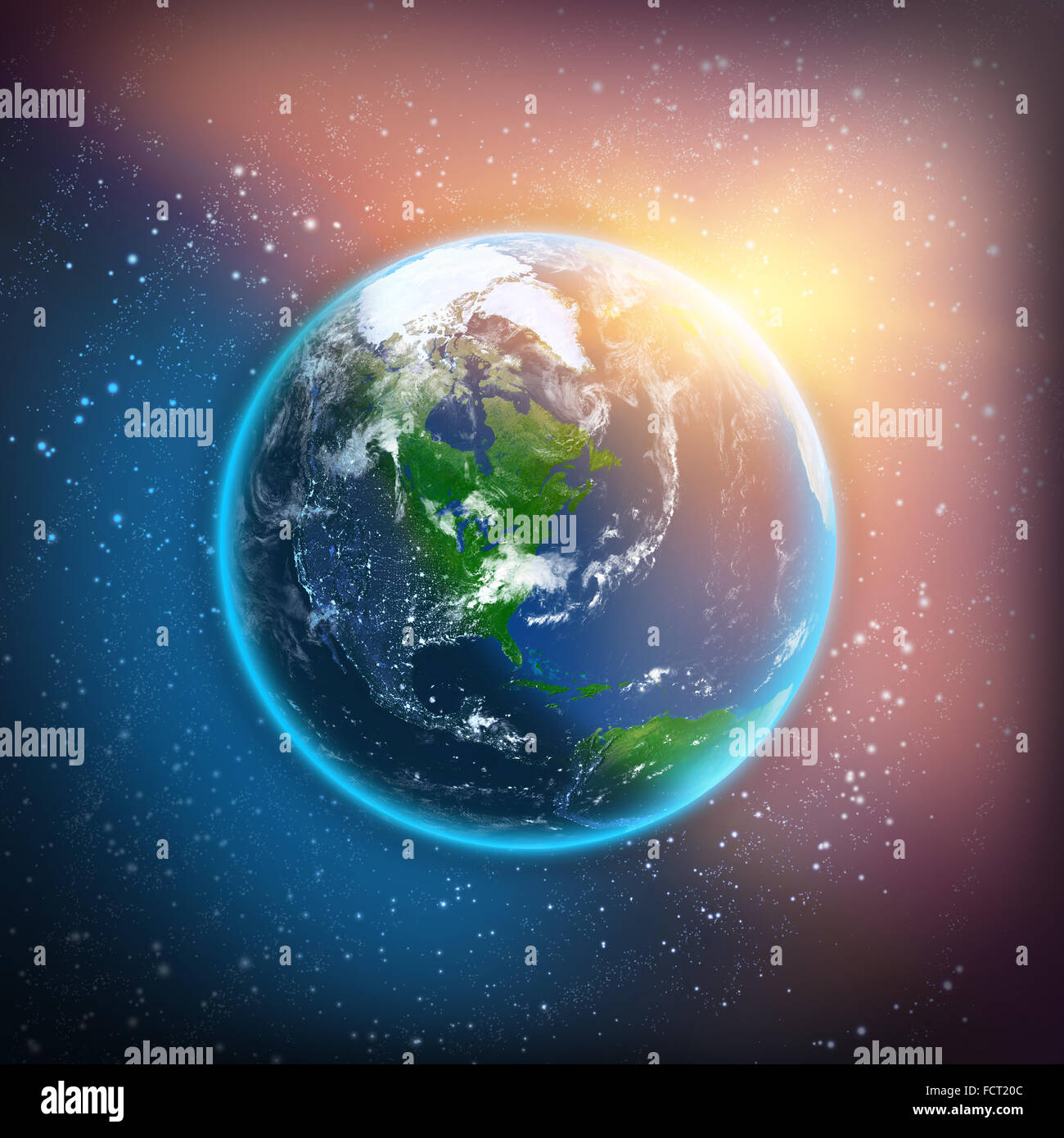 Planeten Erde auf Farbe Raum Hintergrund Stockfoto