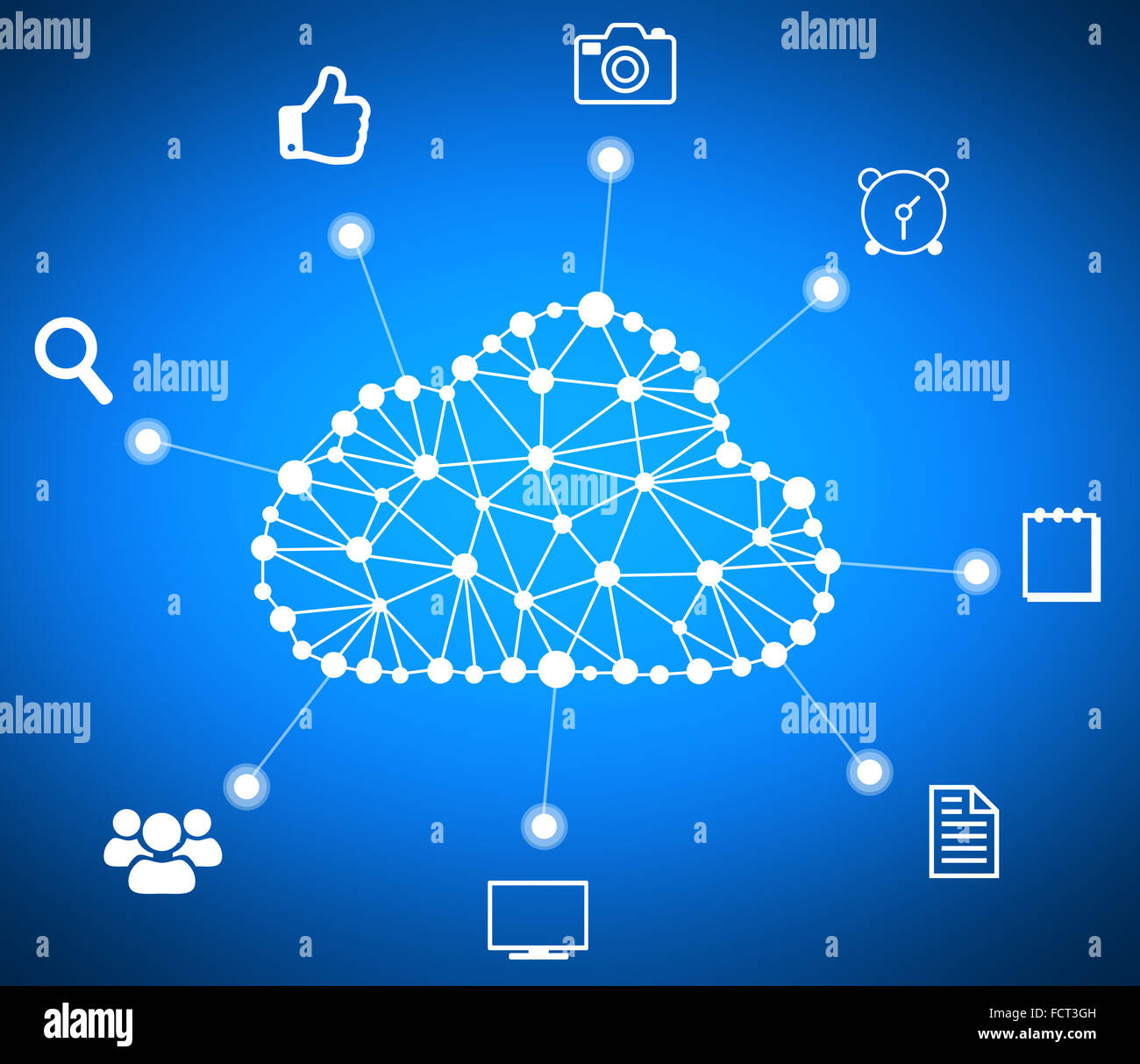 Cloud computing Computerdaten und Icons. Stockfoto