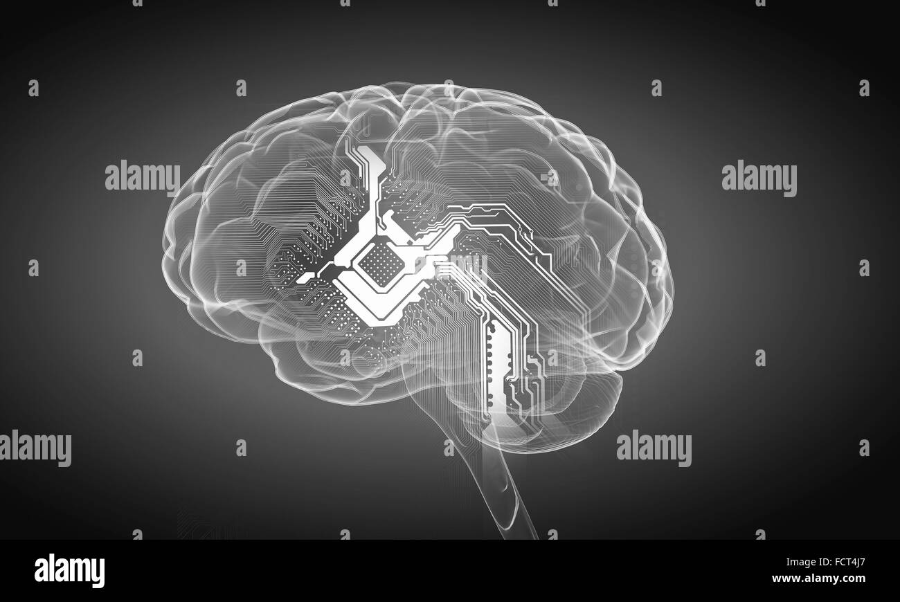 Bild der Wissenschaft mit menschlichen Gehirn auf grauem Hintergrund Stockfoto