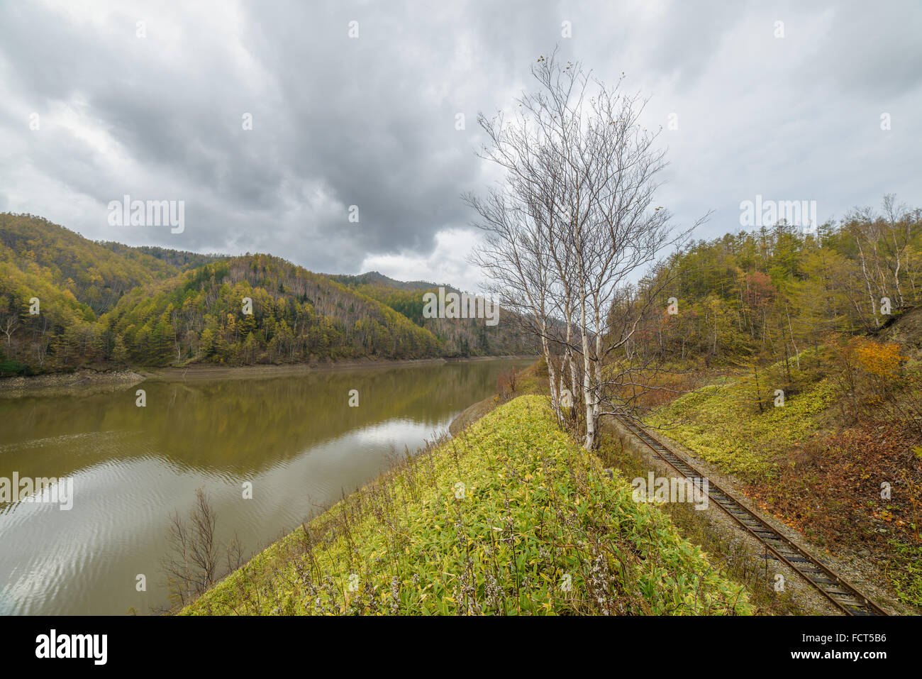 Alte japanische Eisenbahnen und Brücken, Sachalin, Russland. Stockfoto