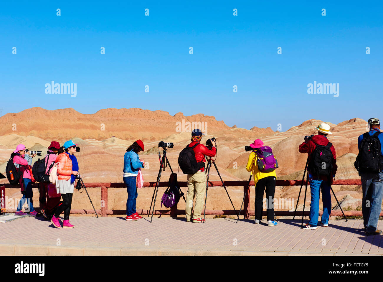 China, Provinz Gansu, bunte Danxia Landform in Zhangye, UNESCO-Welterbe Stockfoto