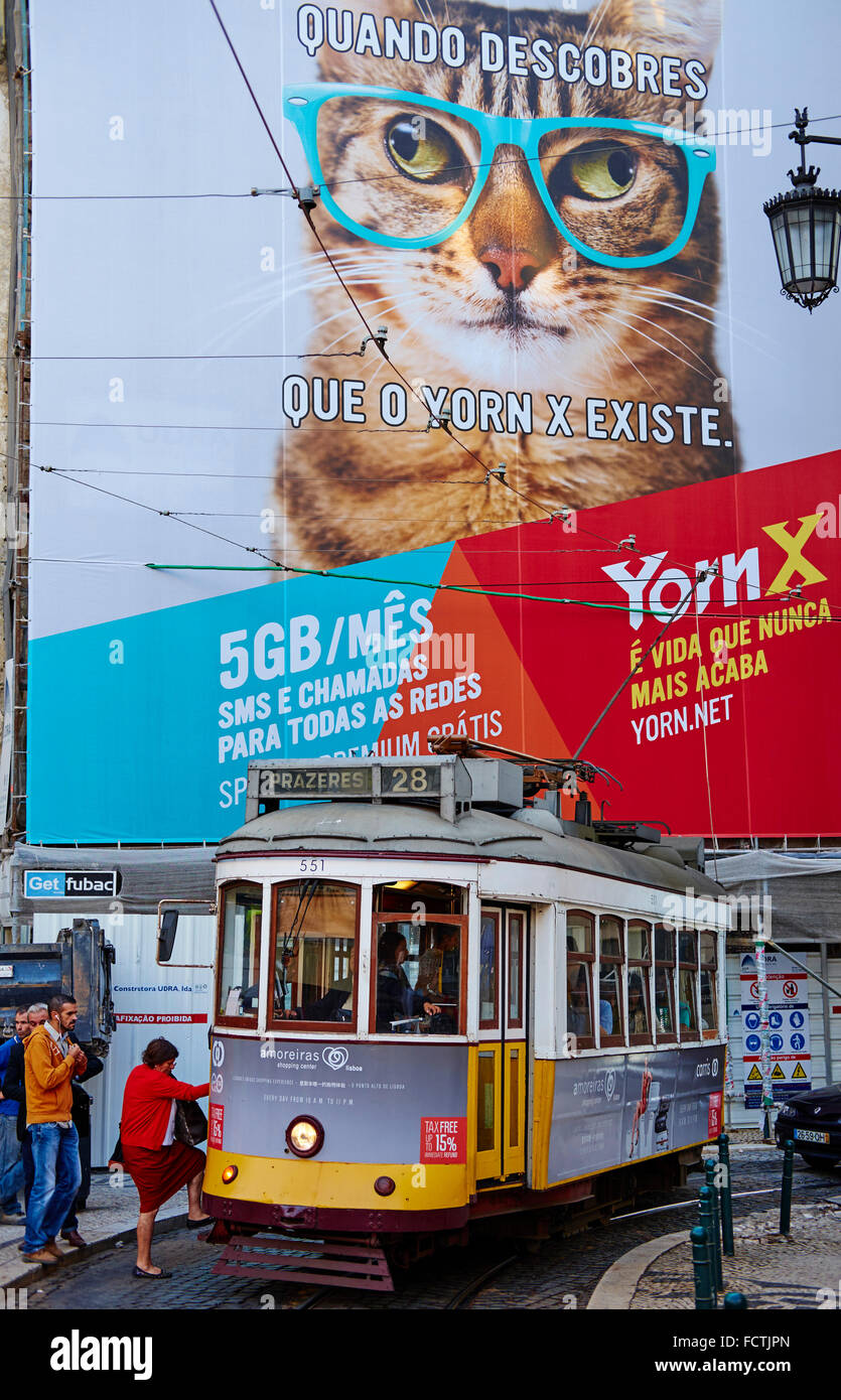 Portugal, Lissabon, tram 28 Stockfoto
