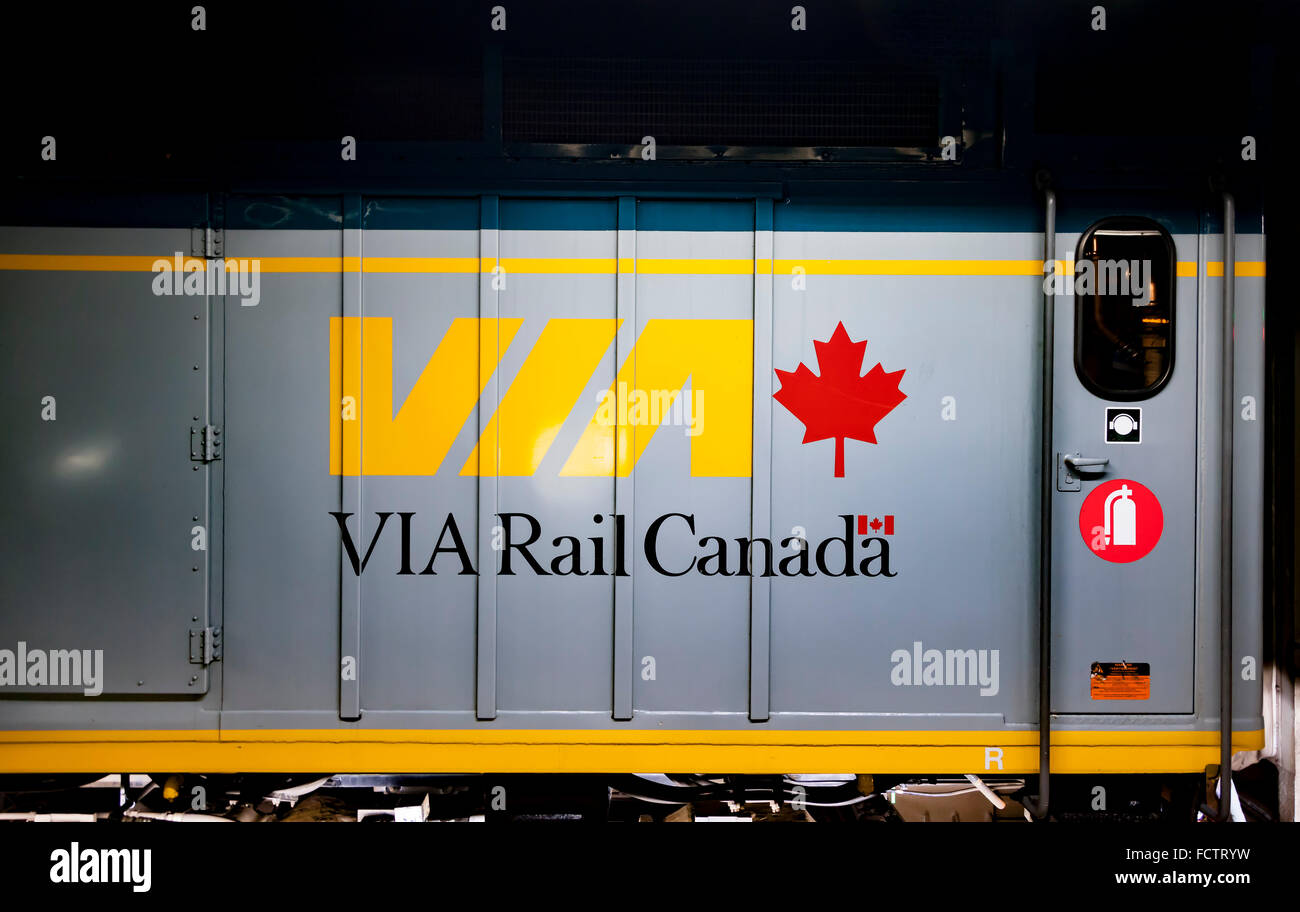 VIA Rail Canada, Lokomotive in der Station in Montreal. Stockfoto