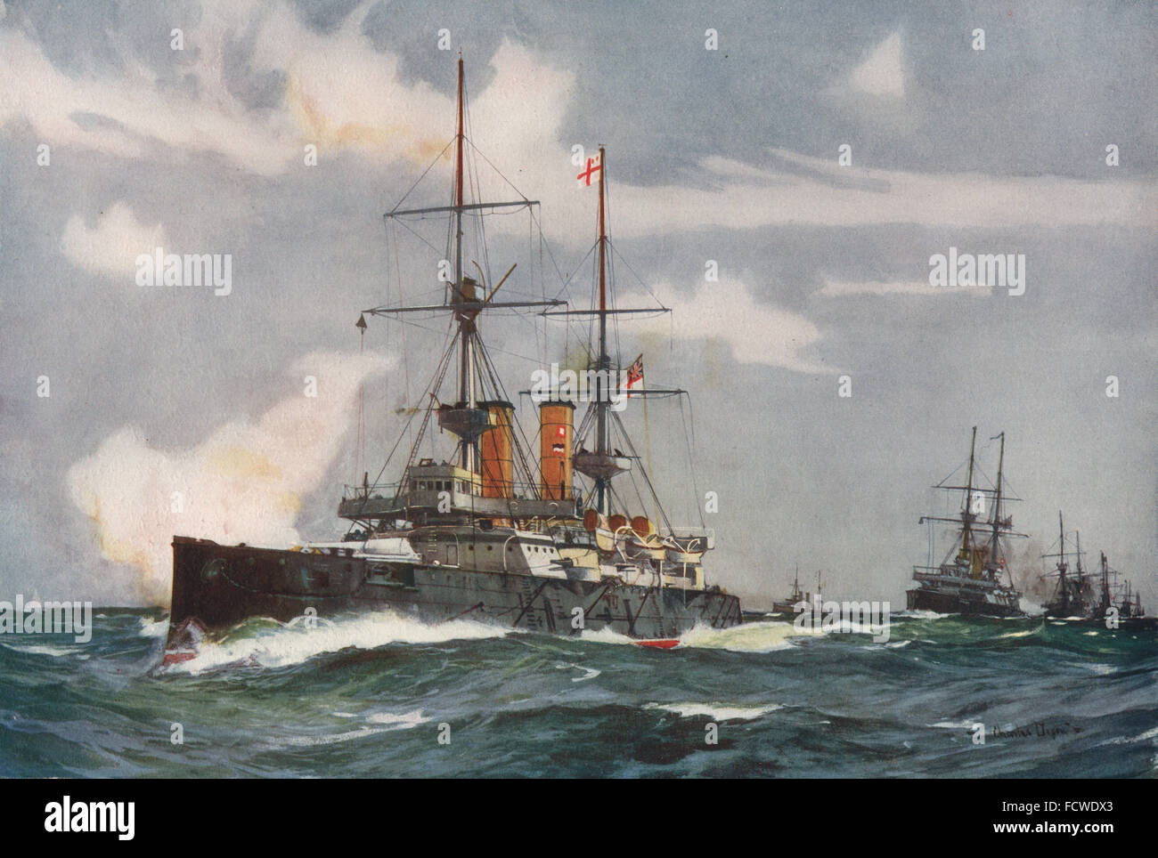 ROYAL NAVY: "Rache" führt die Lee-Linie der Reserve Squadron 1901, 1901 Stockfoto