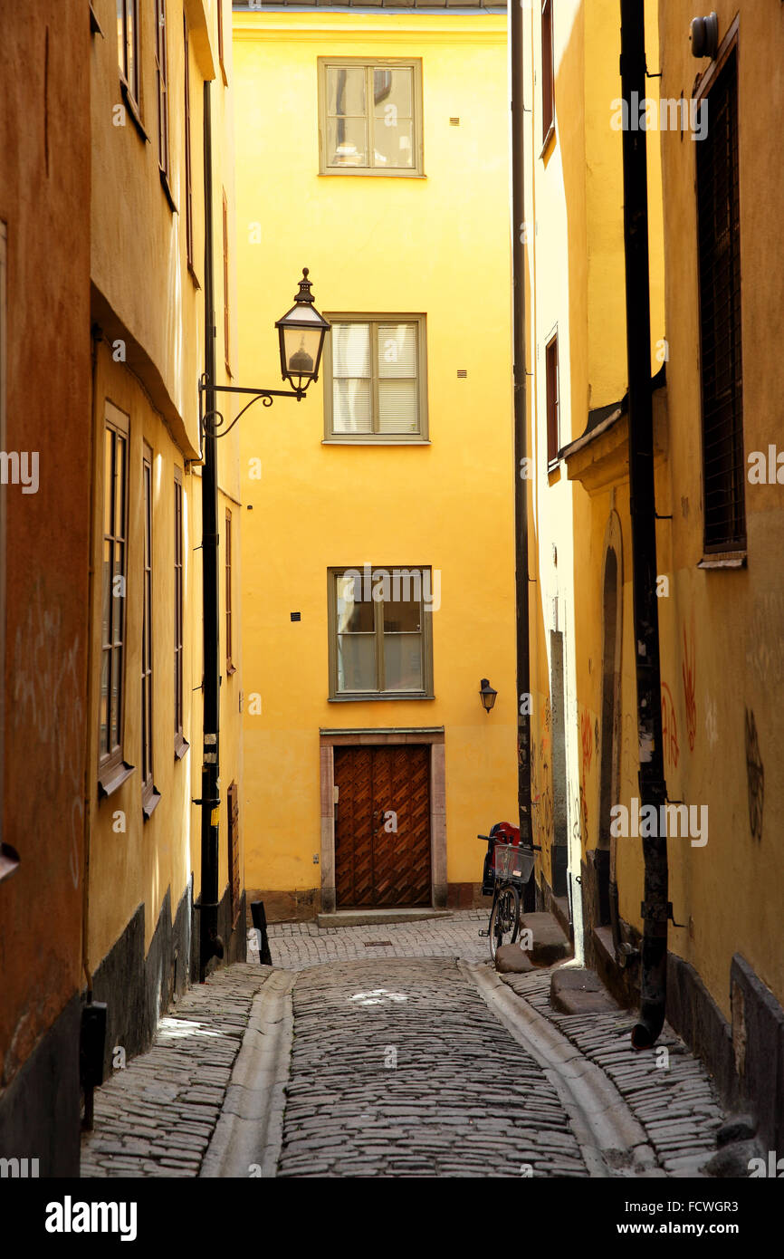 Malerischen Seitenstraße in Stockholm, Schweden Stockfoto