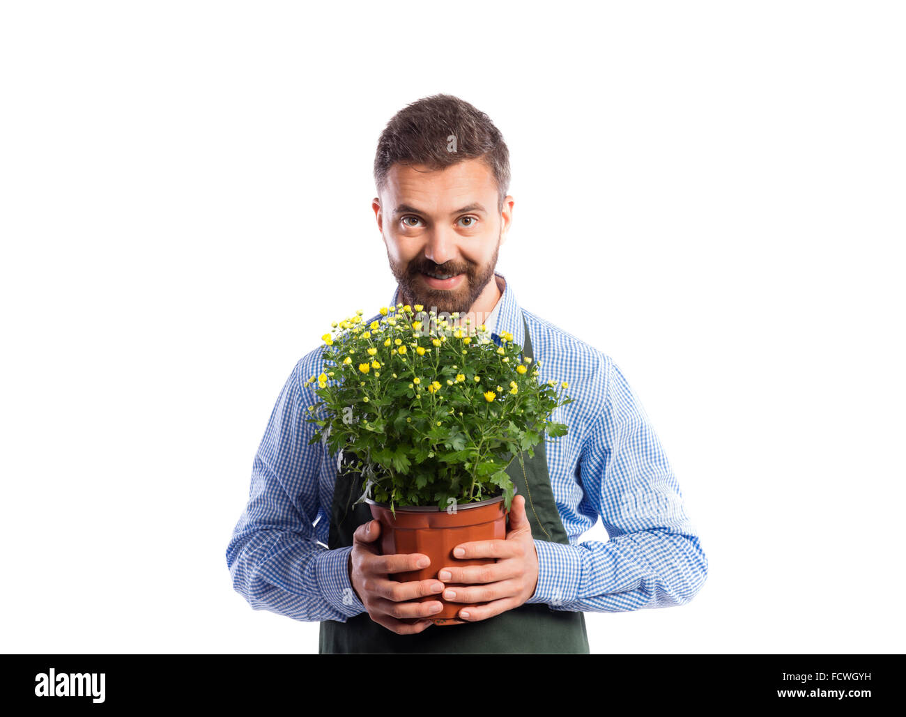 Junge hübsche Gärtner Stockfoto