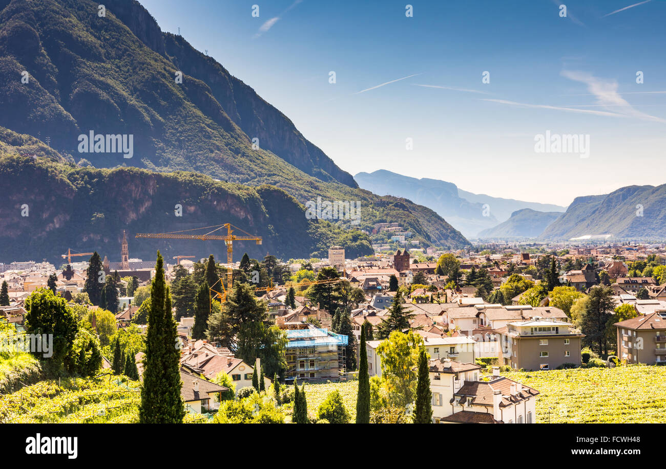 Blick über die Stadt Bozen (Sout Südtirol, Italien) Stockfoto