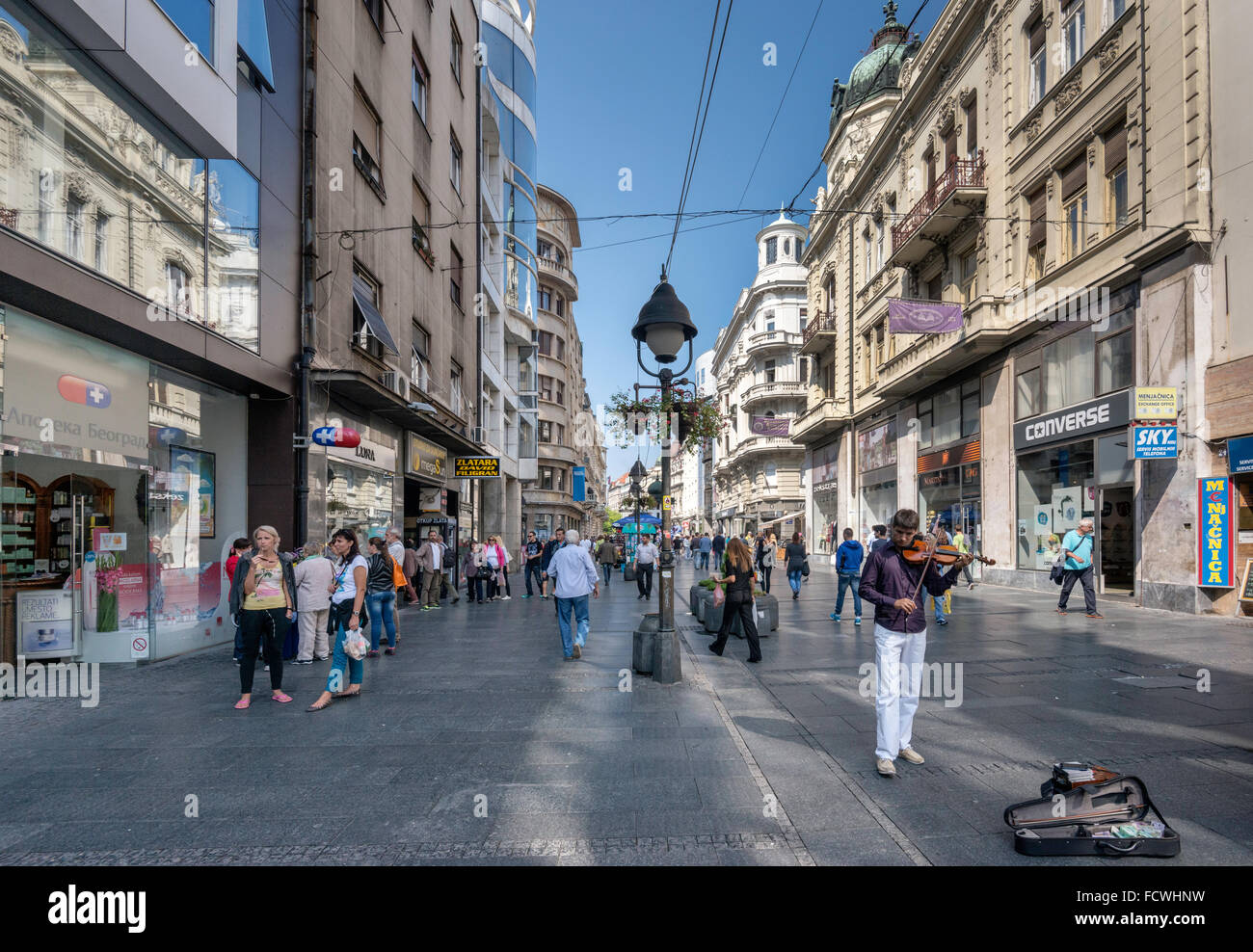 Fußgängerzone der Kneza Mihaila in Belgrad, Serbien Stockfoto