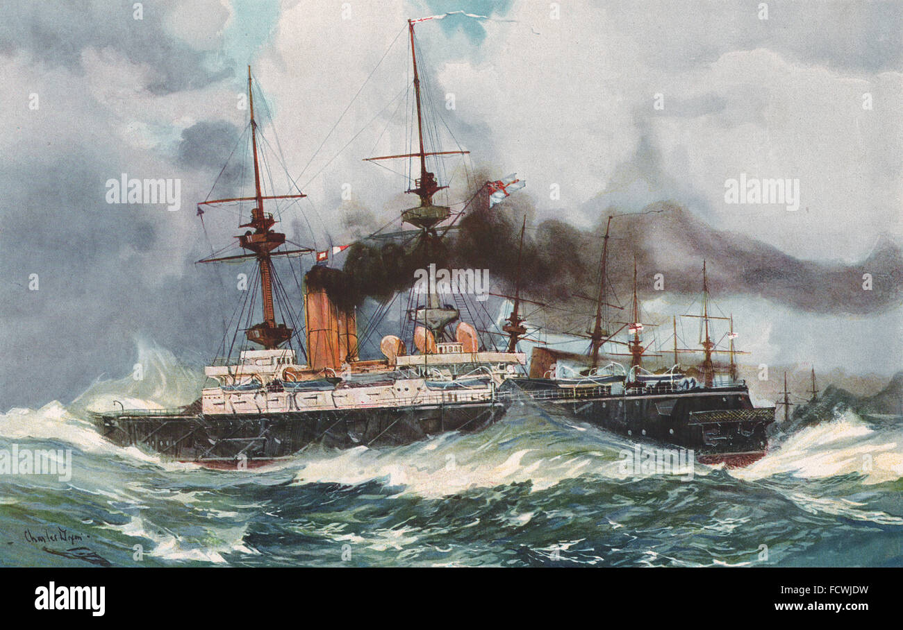 Königliche Marine: Die "Mars" im Kanal Geschwader, 1901. Schlachtschiff, print 1901 Stockfoto