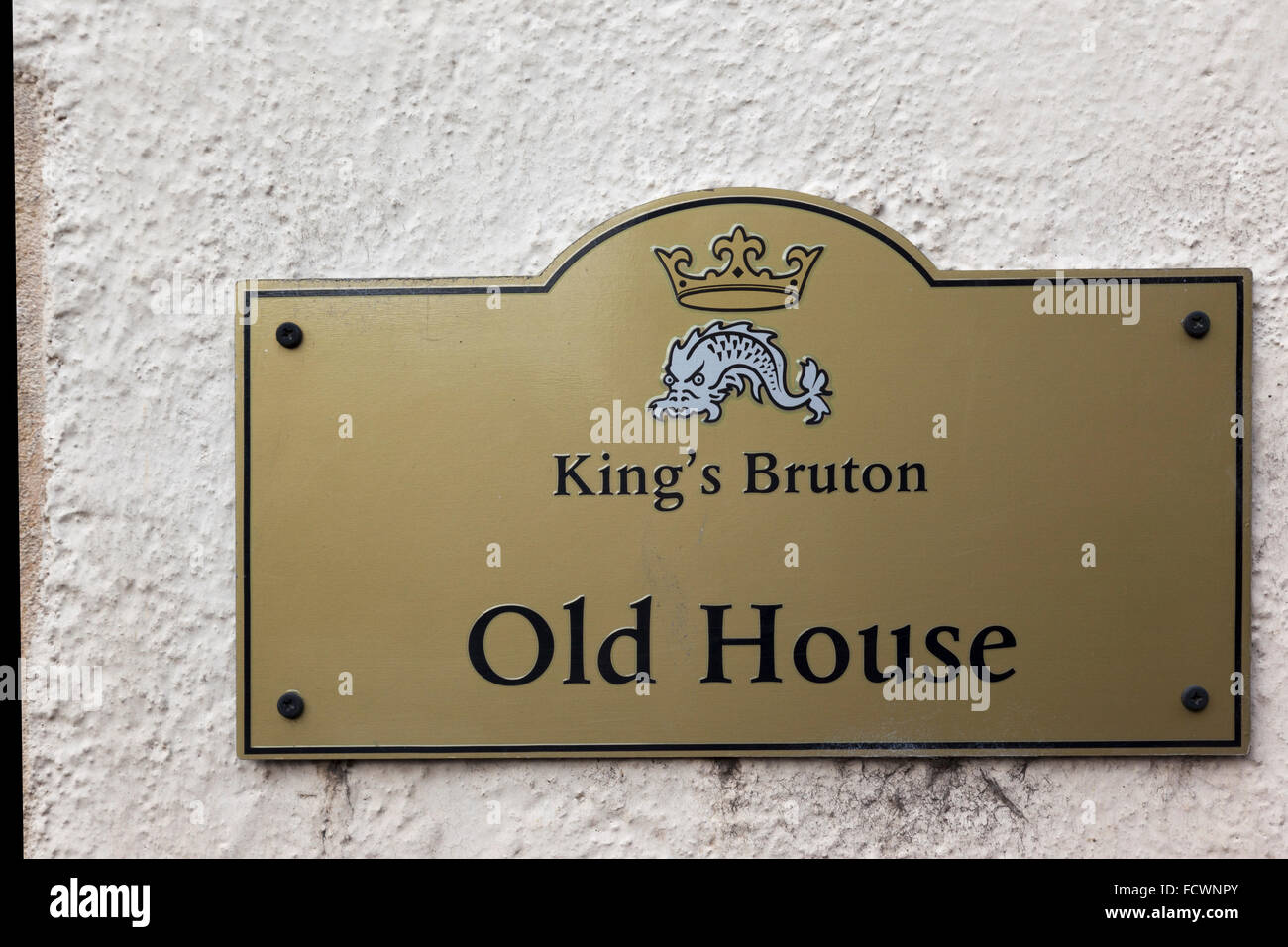 Kings Bruton, Old House Plakette, Bruton, Somerset, England, Großbritannien Stockfoto