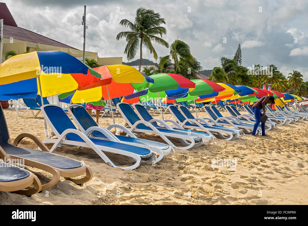 Westindische Inseln Heavy Cloud Over Reduit Beach St. Lucia Stockfoto