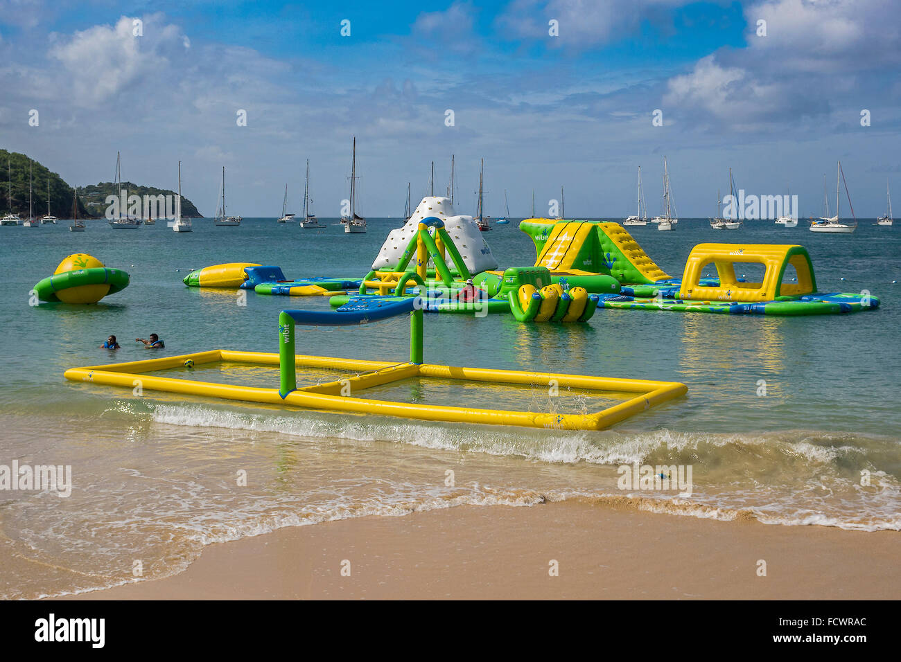 Westindische Inseln Water Play Area Reduit Beach St. Lucia Stockfoto