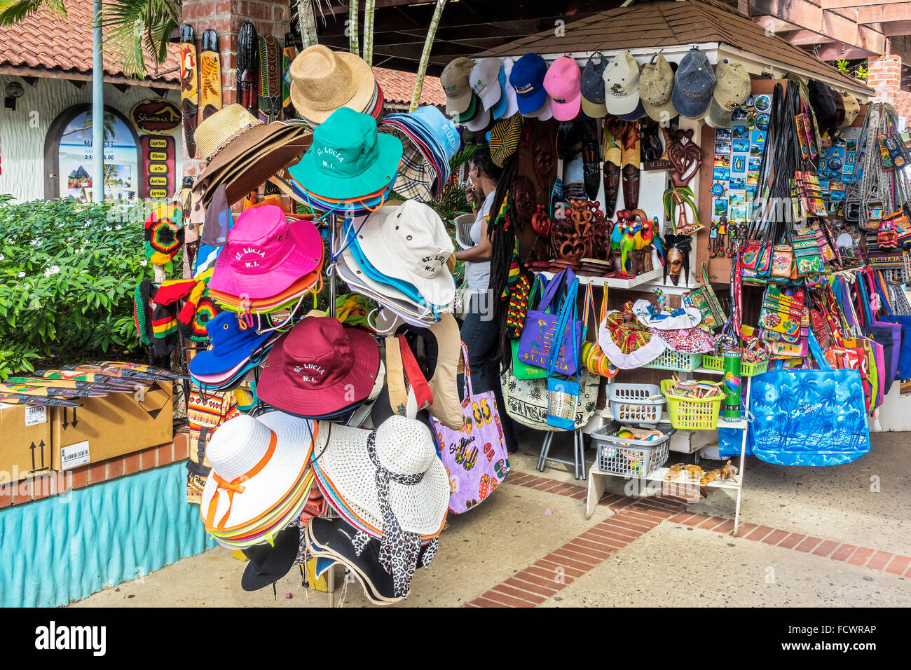 Hüte für Verkauf St. Lucia West Indies Stockfoto