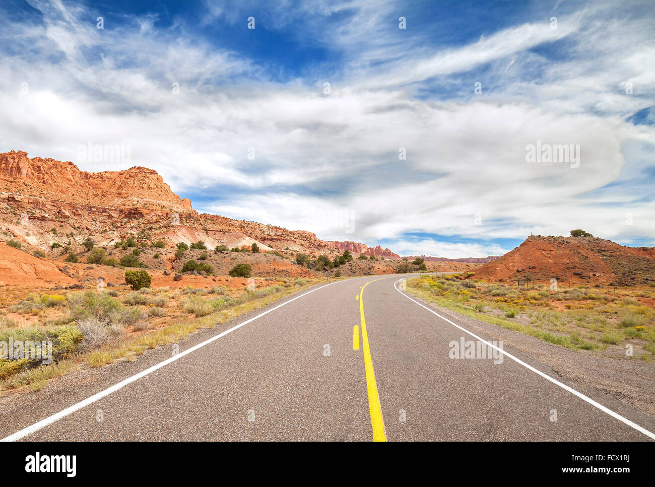 Bild von einer Wüste Panoramastraße, USA. Stockfoto