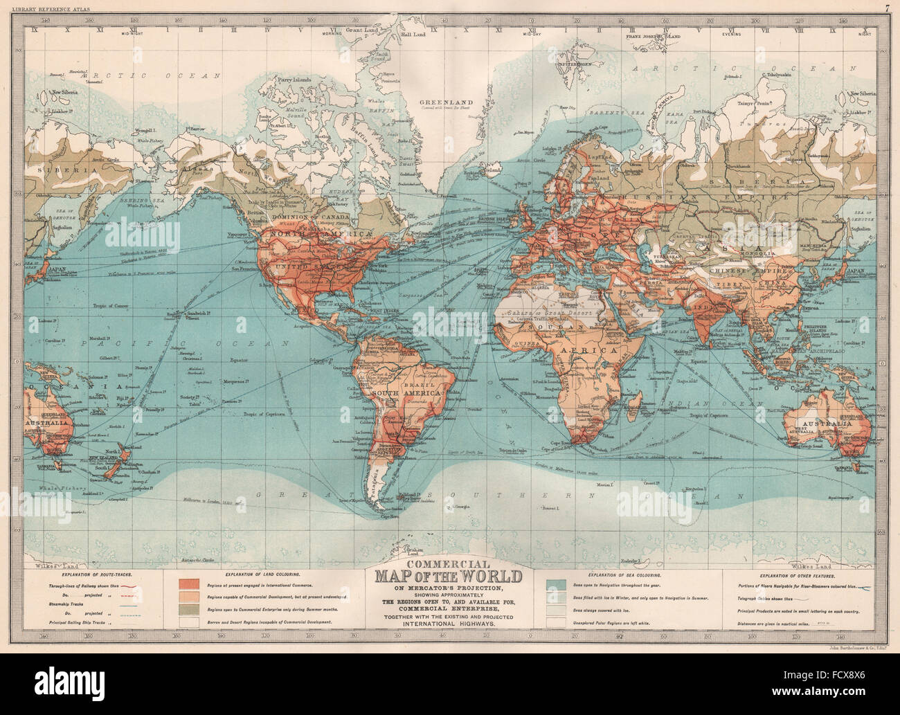 Kommerzielle Weltkarte Der Welt BARTHOLOM US 1890 Stockfotografie   Kommerzielle Weltkarte Der Welt Bartholomaus 1890 Fcx8x6 