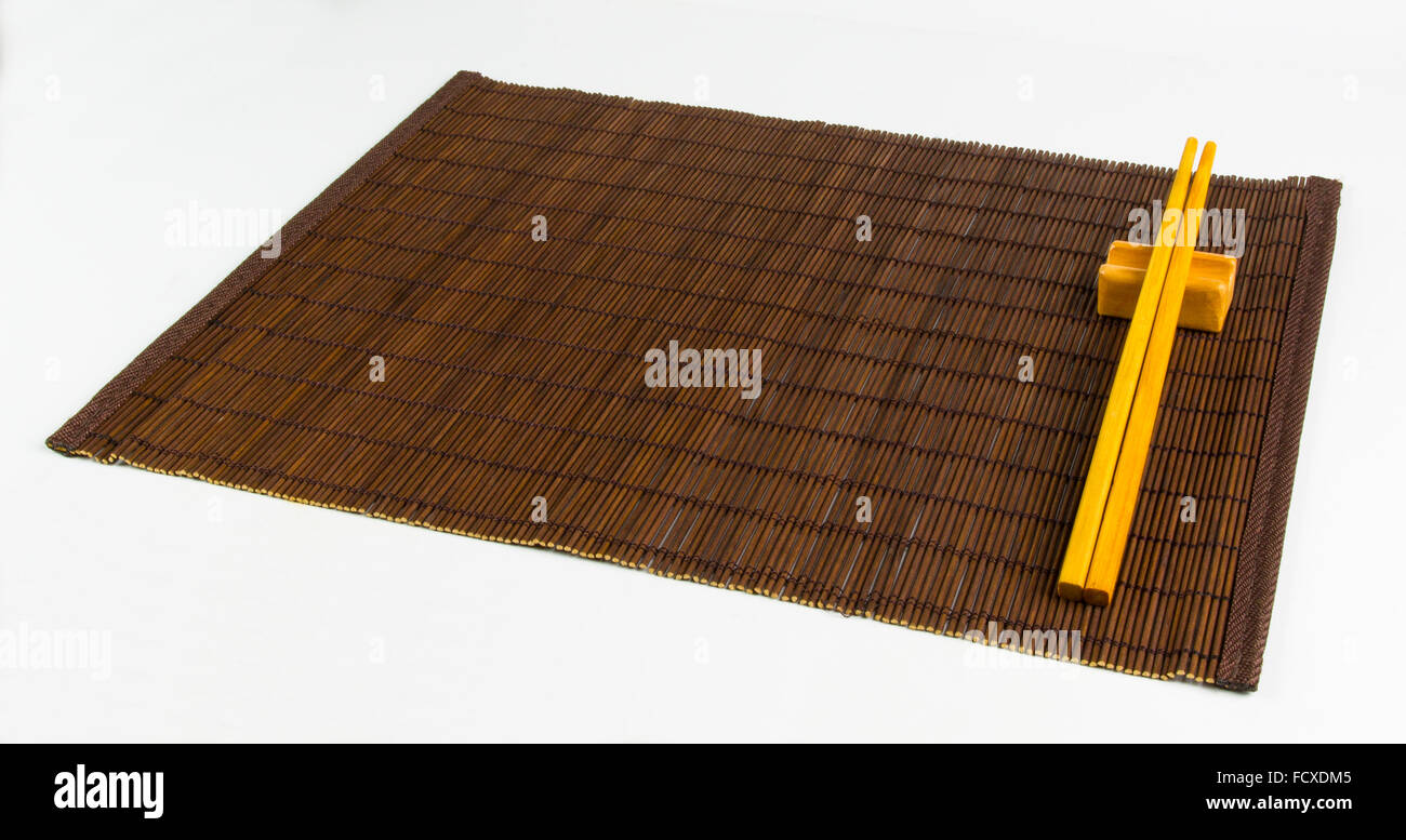 Braun Bambus Matte - stand Essen, Nahaufnahme, Makro Stockfoto