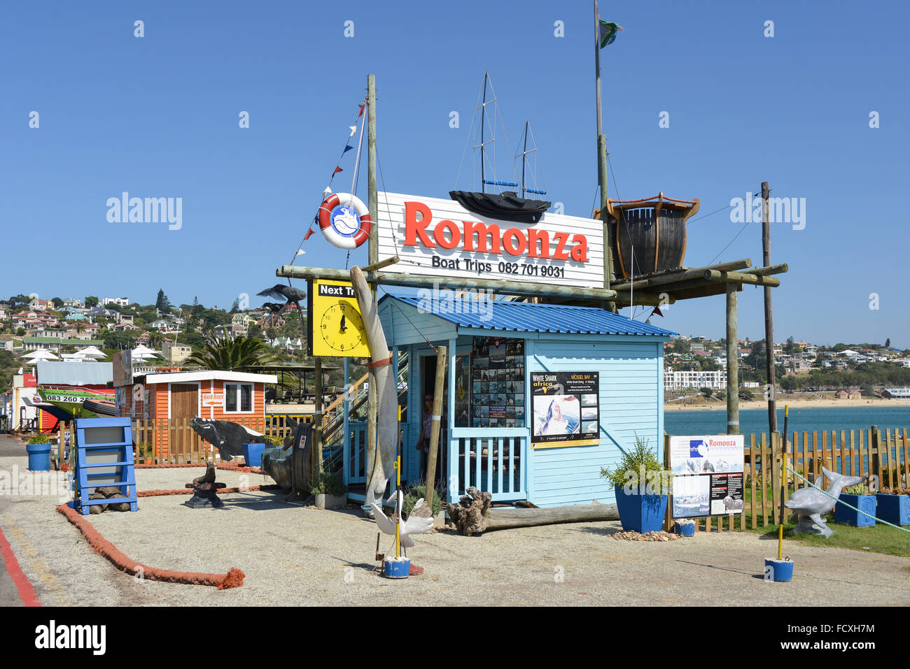 Romonzo Bootsfahrt Kiosk, Mossel Bay, Eden District Municipality, Provinz Westkap, Südafrika Stockfoto