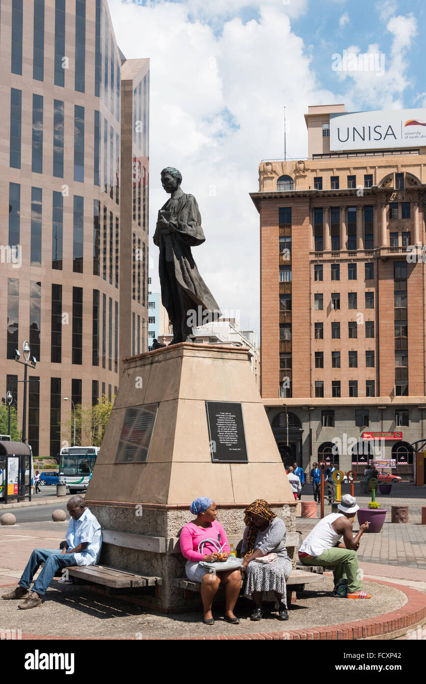 Gandhi Statue, Gandhi Square, Johannesburg, Stadt Johannesburg Gemeinde, Provinz Gauteng, Südafrika Stockfoto