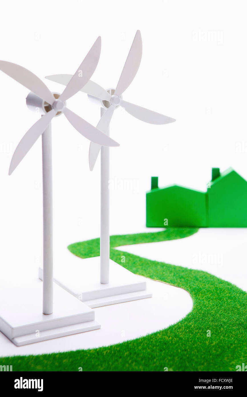 Umweltschutz mit Windkraft Stockfoto
