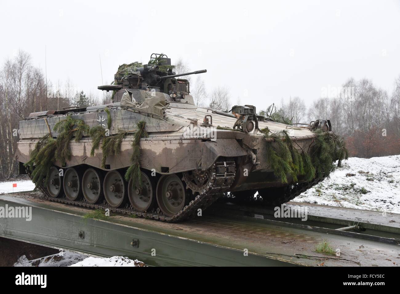 Marder 1A3 der 4. Kompanie, 212. Mechanisierte Infanterie-Bataillon während eine Kraft auf Kraft Trainingsübung im Trainingszentrum deutschen Armee Kampf. 15.01.2016 Stockfoto