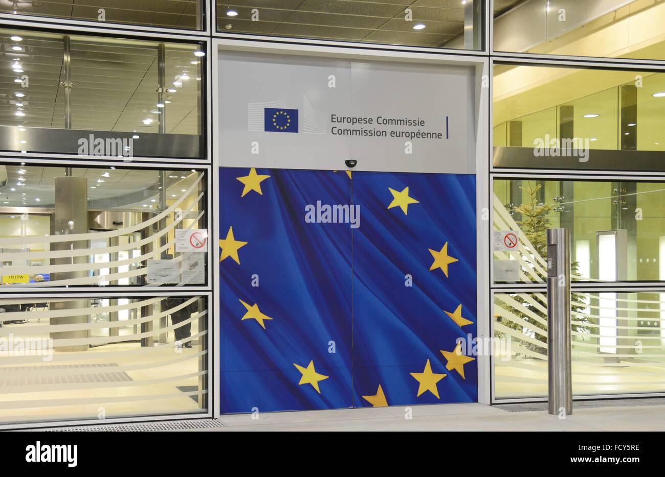 Eintritt Berlaymont-Gebäude der Europäischen Kommission in Brüssel (Belgien), 7. Januar 2016 Stockfoto