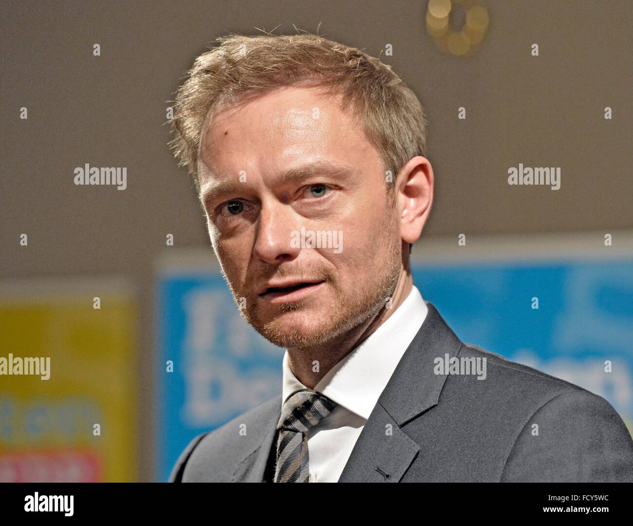 Christian Lindener, Frontmann der FDP, Freiburg, 21. Januar 2016. Stockfoto