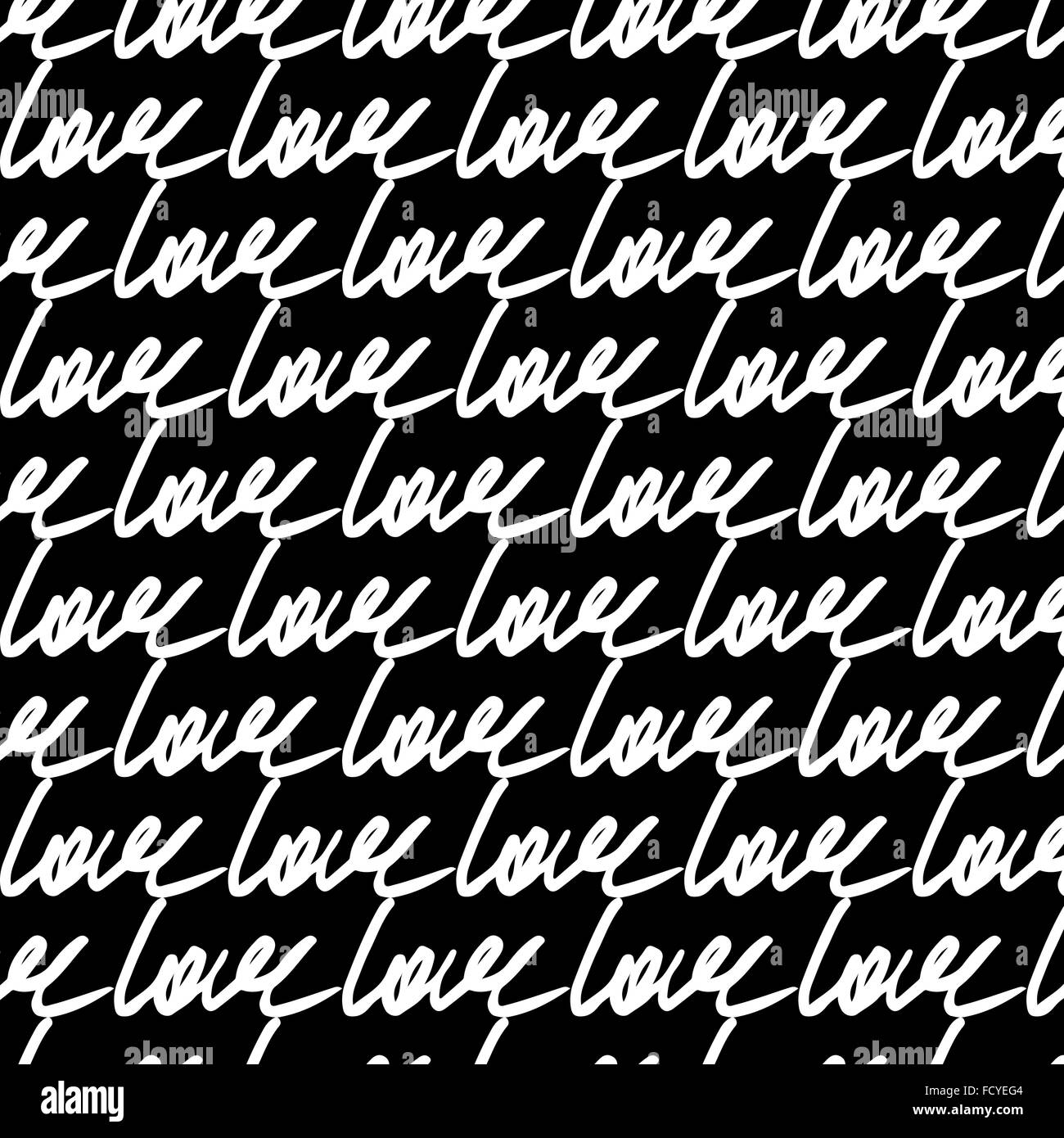 Liebe handschriftliche Muster auf schwarzem Hintergrund Stock Vektor