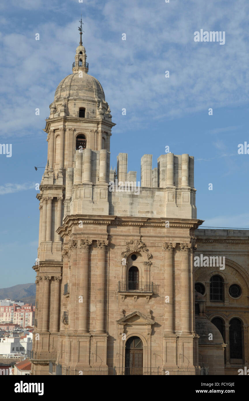 Die Kathedrale der Menschwerdung und der Dom-Museum. Oft als "La Manquita" Bedeutung "einarmige Dame", Malaga, Kosten Stockfoto