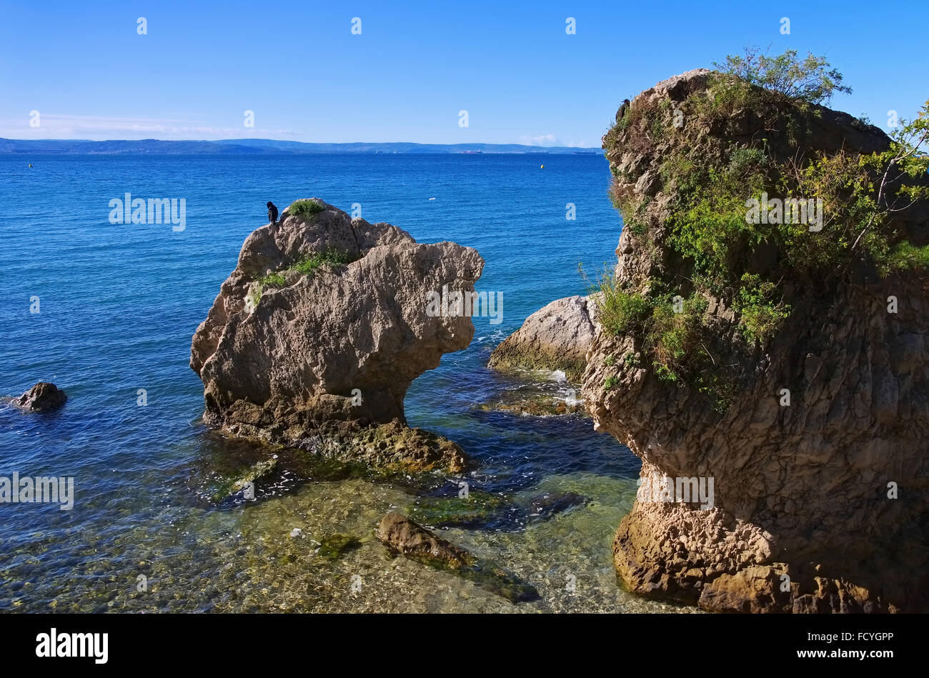 Strand von Miramare Bei Triest - Miramare Beach in der Nähe von Triest, Italien Stockfoto