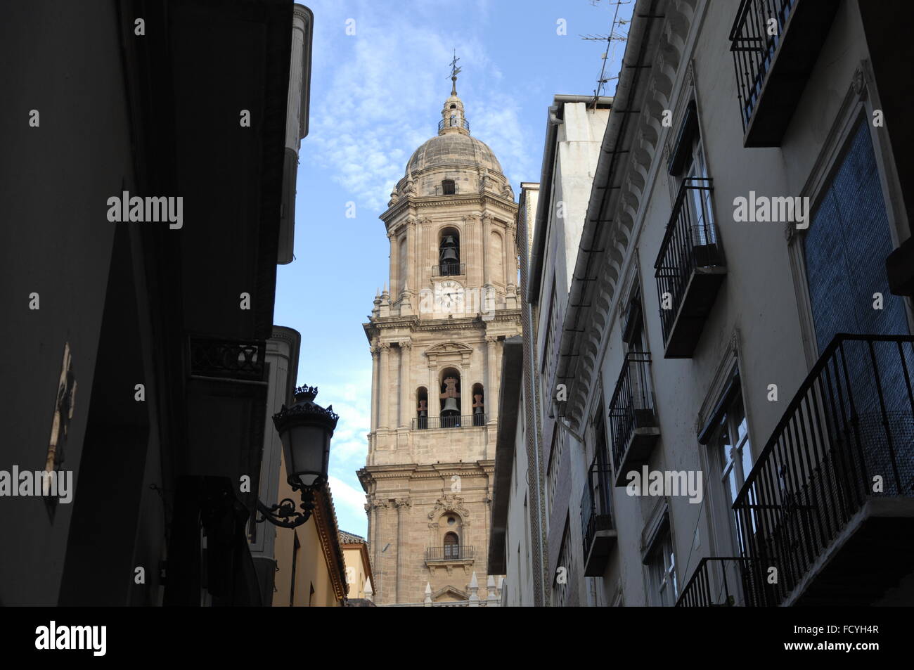 Schuss weit von der Kathedrale von Malaga, Spanien Stockfoto