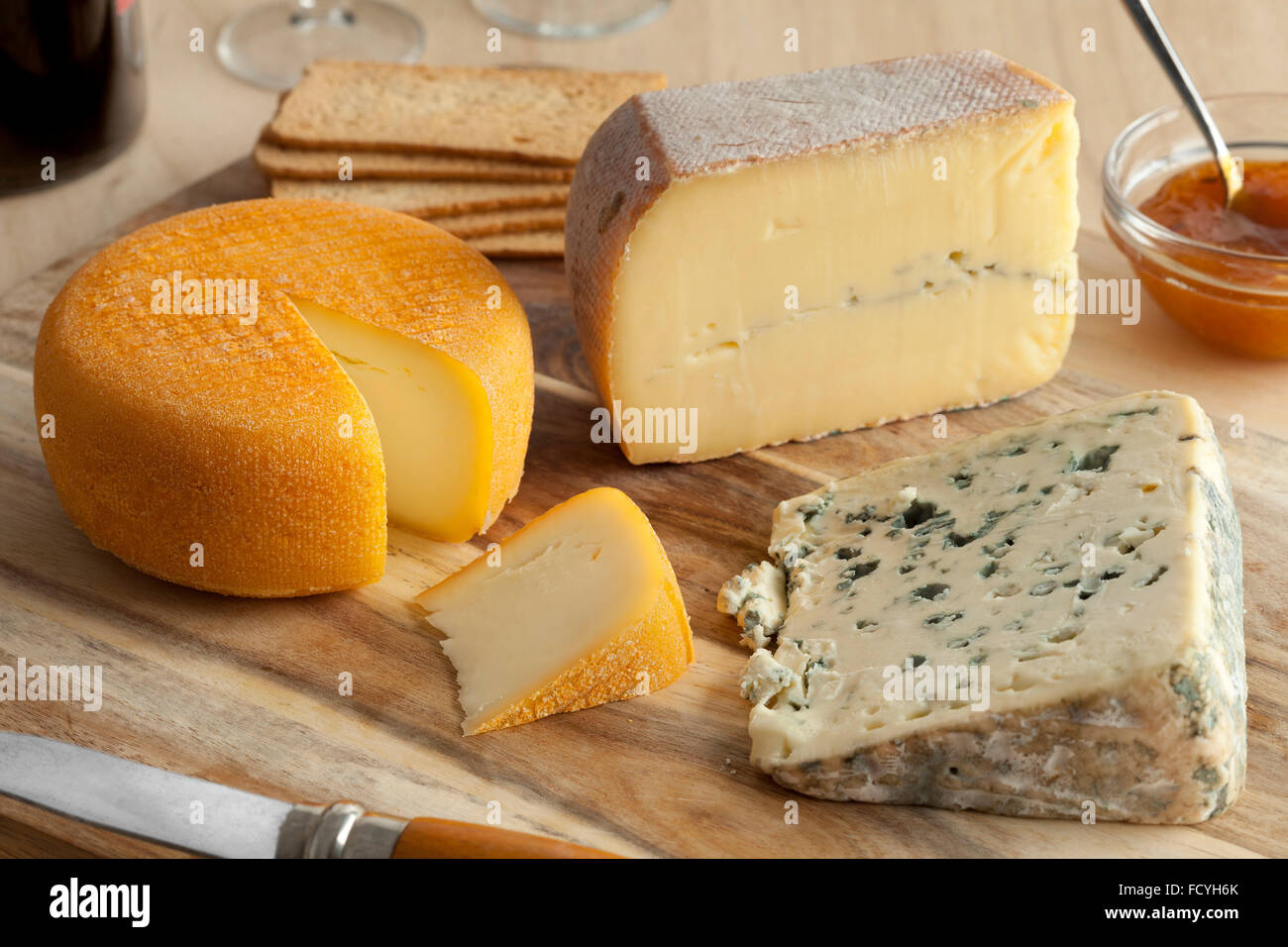 Französische Käse Platte zum Nachtisch Stockfoto