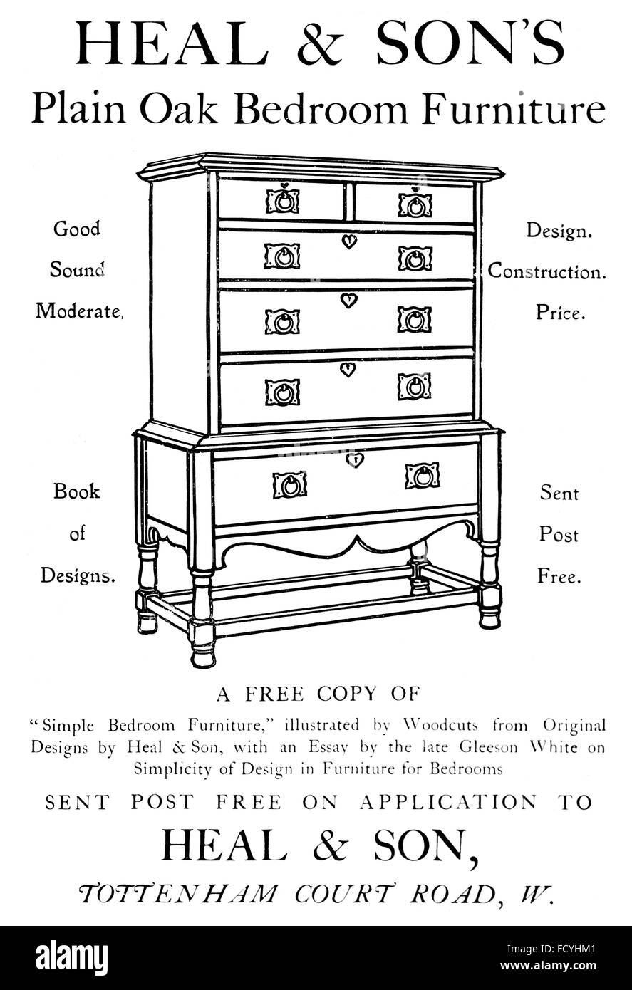 Heilen & Söhne, London 1900 Möbel Werbung von The Studio Magazine Stockfoto