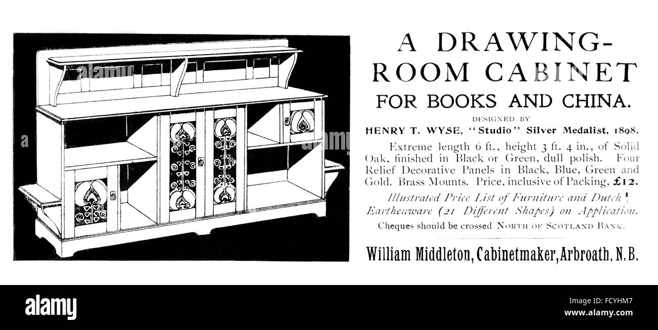 William Middleton Tischler, Schrank, entworfen von Henry T Wyse, 1900-Werbung von The Studio Magazine Stockfoto