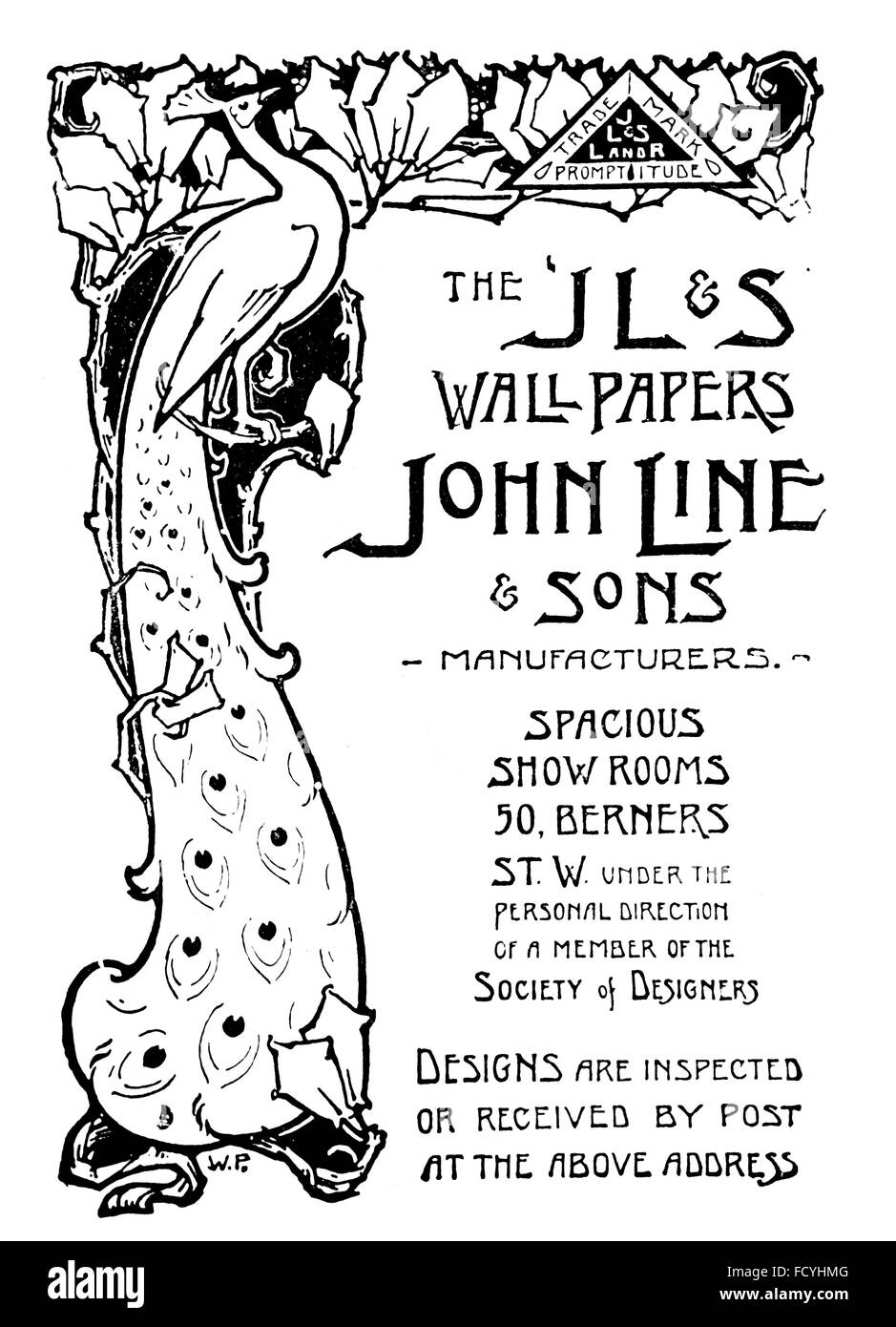 John Linie & Söhne, Wallpaper Werbung von 1900 The Studio Magazine Stockfoto