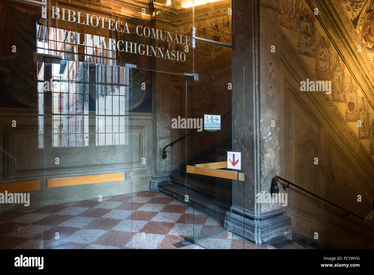 Biblioteca Archiginnasio. Anatomischen Theater der das Archiginnasio. Alte Universität von Bologna. Stockfoto