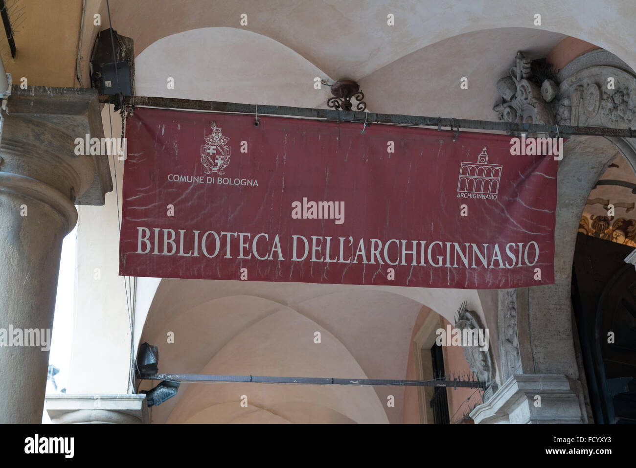 Biblioteca Archiginnasio. Anatomischen Theater der das Archiginnasio. Alte Universität von Bologna. Stockfoto