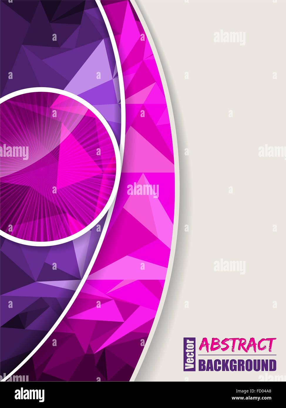 Abstrakte rosa lila Broschüre mit Polygonen und platzende Kreis Stockfoto
