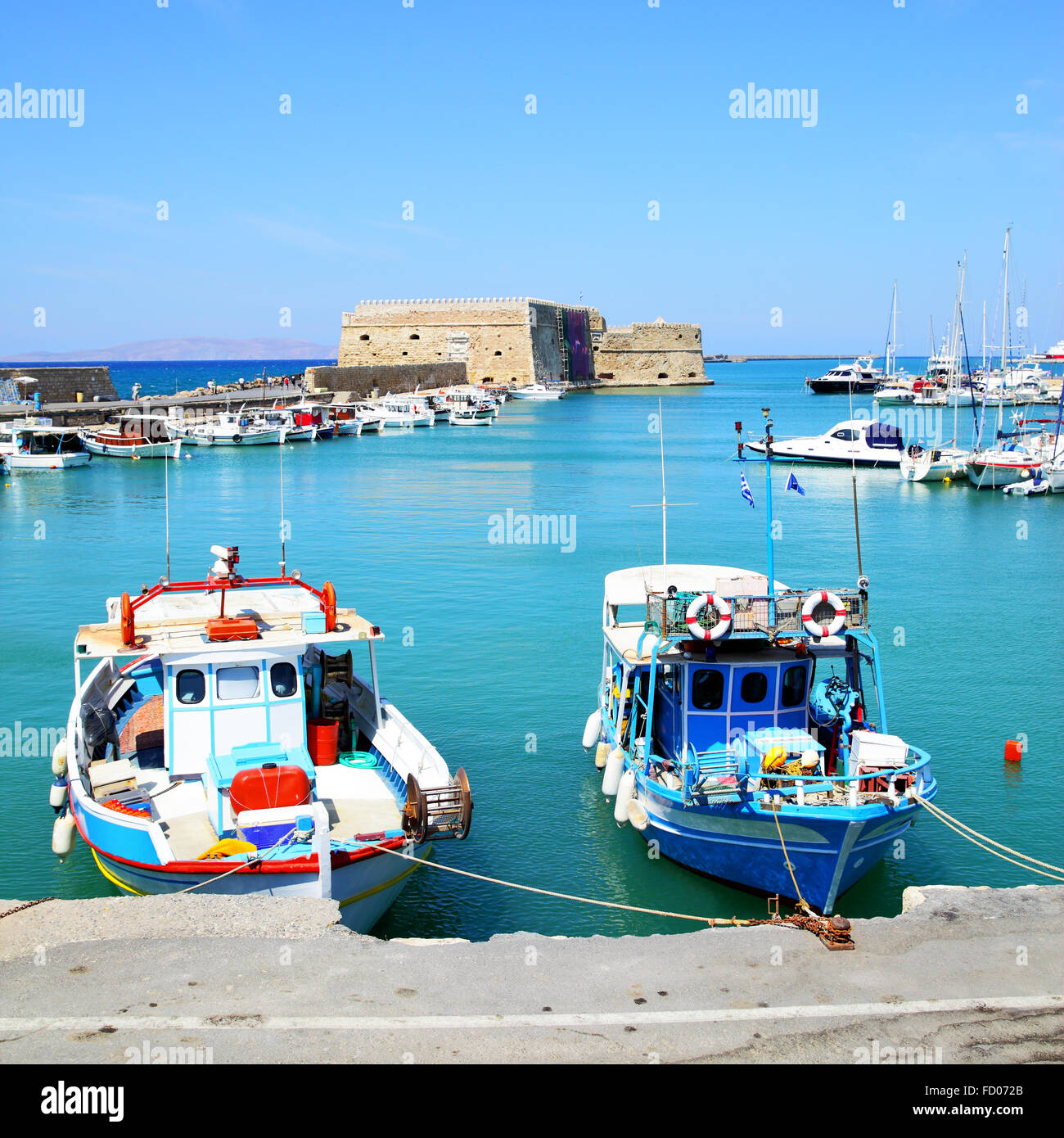 Angelboote/Fischerboote in Heraklion, Kreta, Griechenland Stockfoto