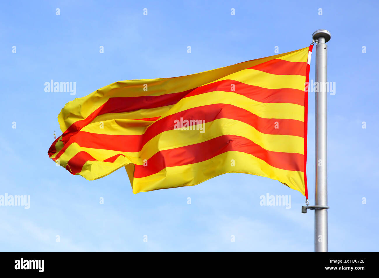 Katalanische Flagge Aufkleber – 100 Mm Vinyl, Wetterfest, Laminiert, Inkl. 2 Bonus-Sticker, Für Auto, Helm, Fenster