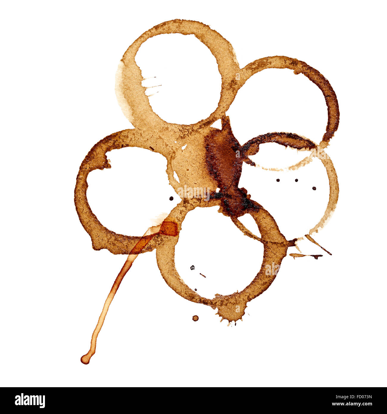 Kaffee Blume - Flecken isoliert auf weißem Hintergrund (gebrauchte Bohnenkaffee) Stockfoto