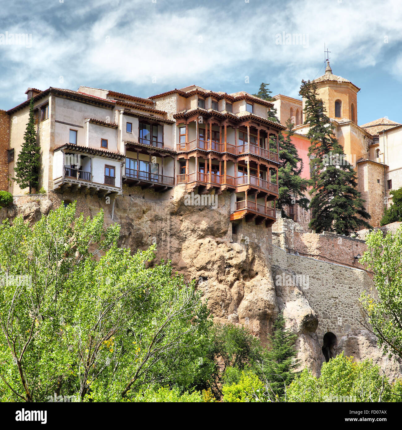 Hängende Häuser (Casas Colgadas) in Cuenca, Castilla La Mancha, Spanien Stockfoto