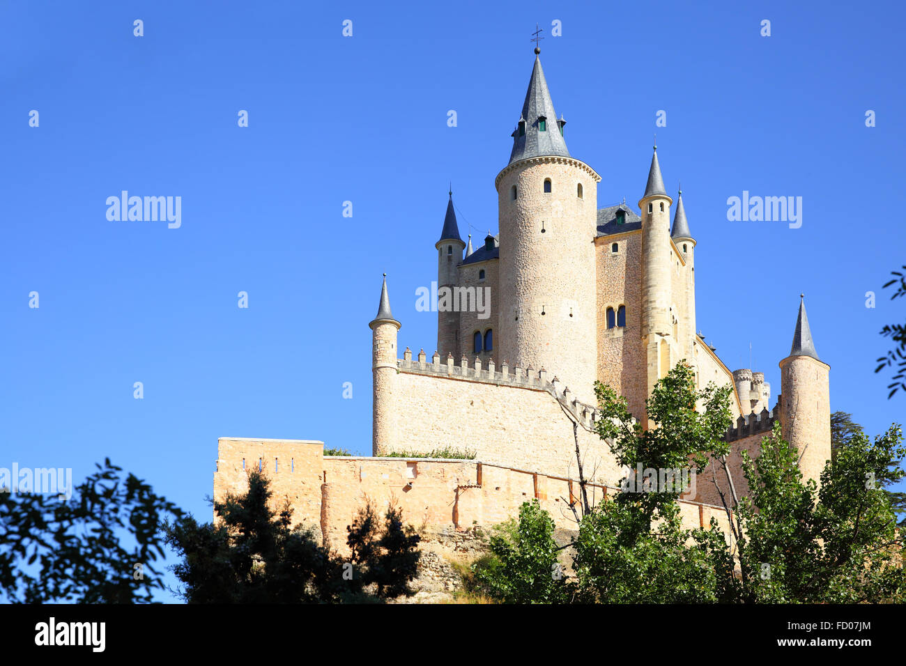 Ansicht der Burg von Segovia (Alcazar), Spanien Stockfoto