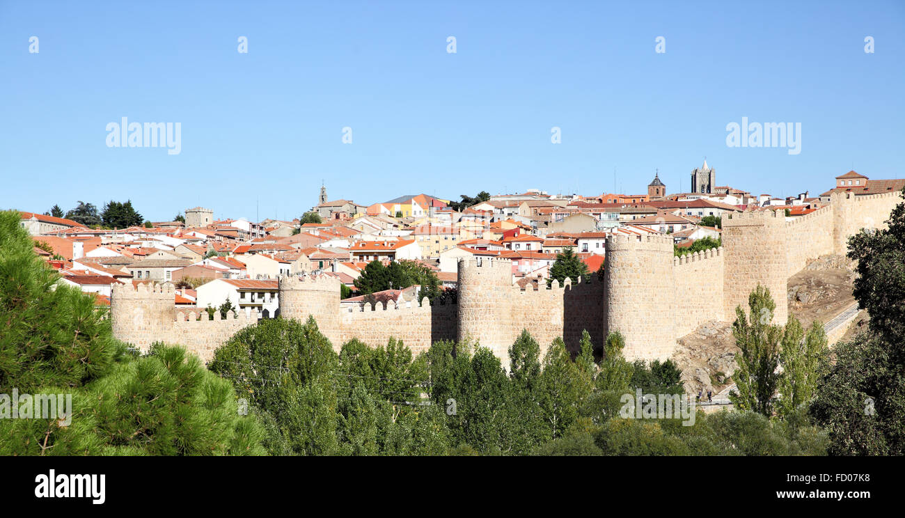 Panoramablick von Ávila, Kastilien und Leon, Spanien Stockfoto