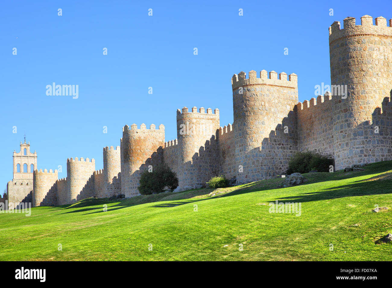 Mittelalterliche Stadtmauern von Ávila, Spanien Stockfoto