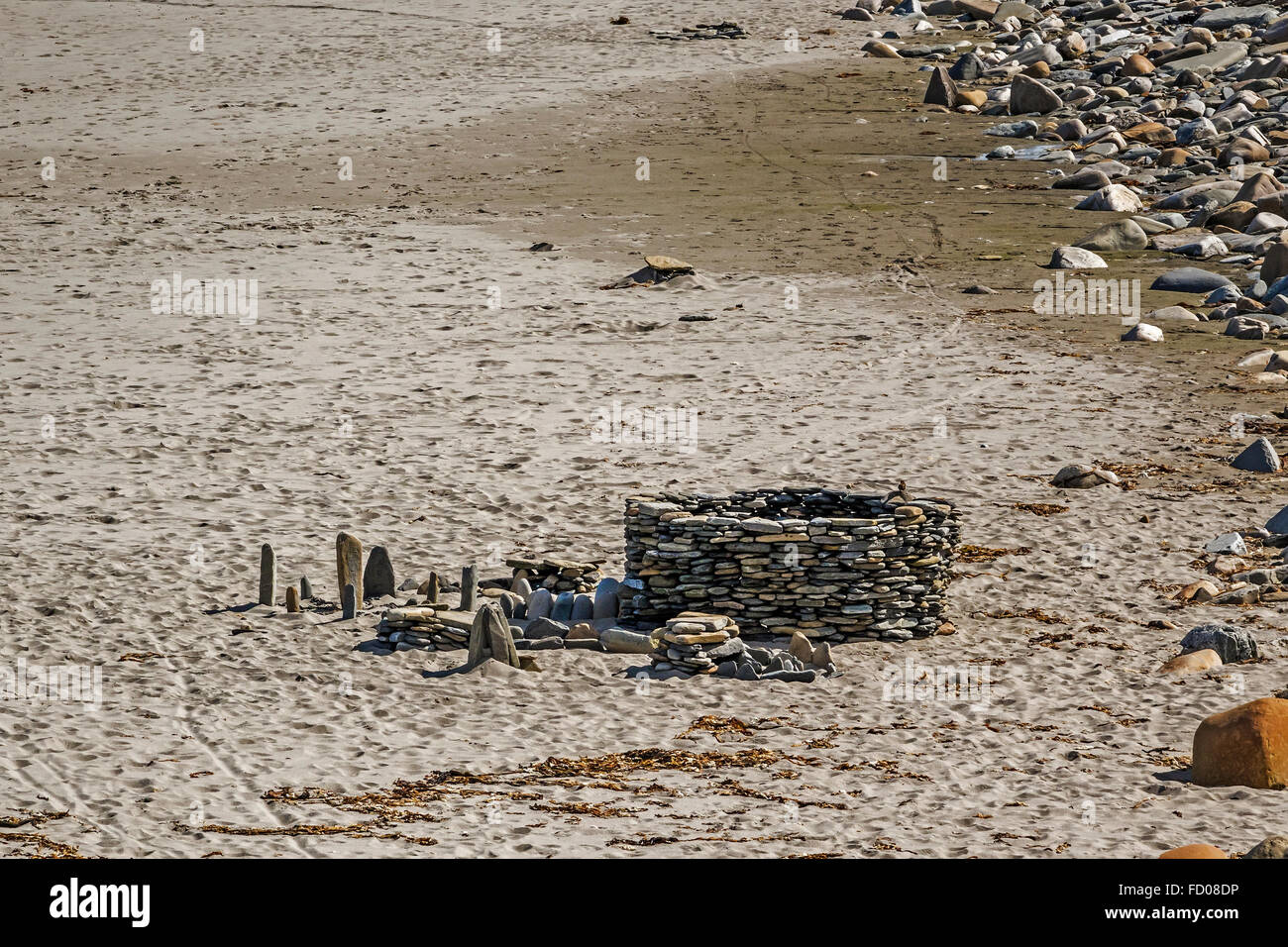 Strukturen am Strand Bucht von Skaill Orkney Inseln UK Stockfoto
