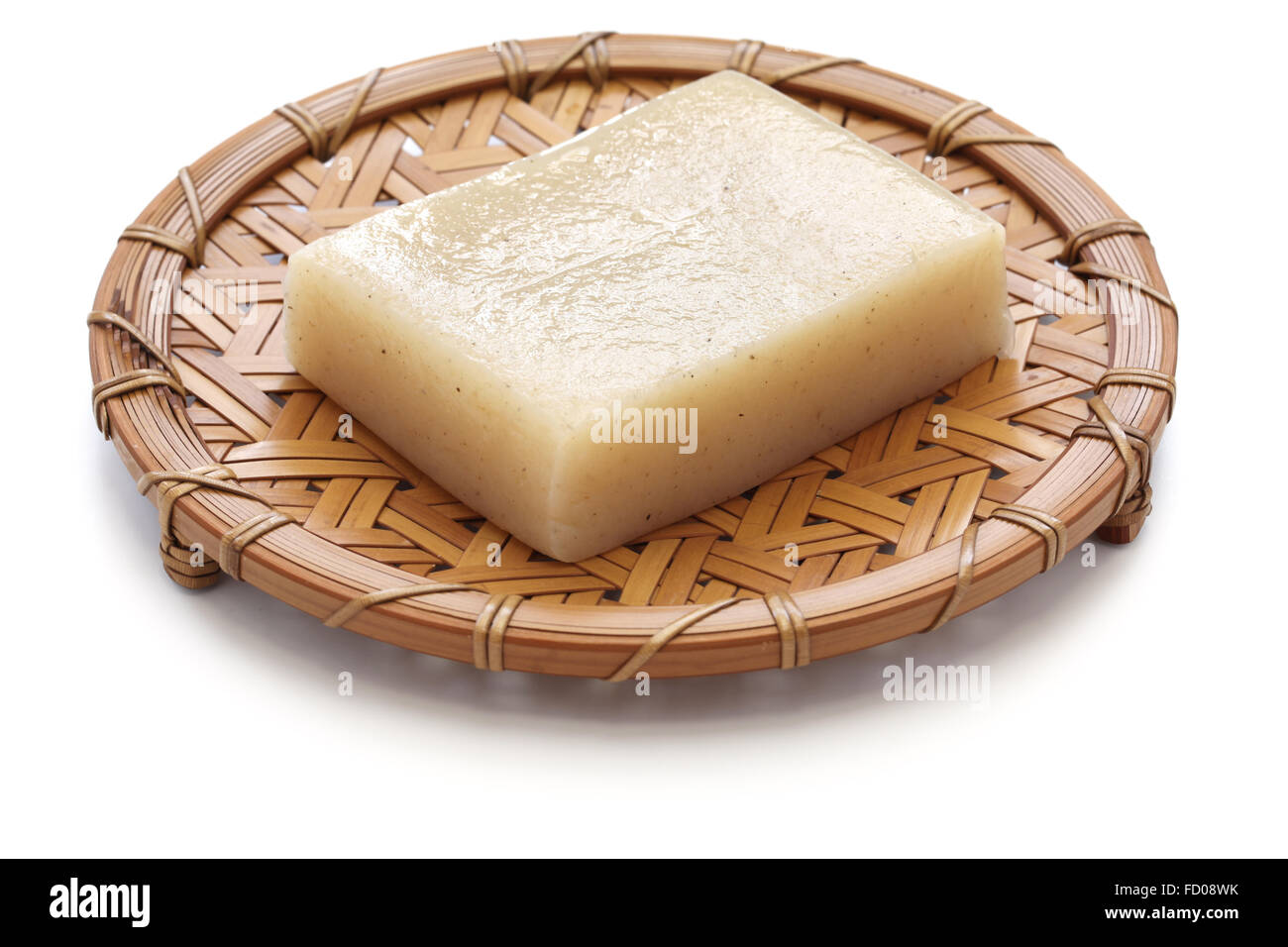 Konjac, Konnyaku, japanische gesunde Ernährung essen isoliert auf weißem Hintergrund Stockfoto