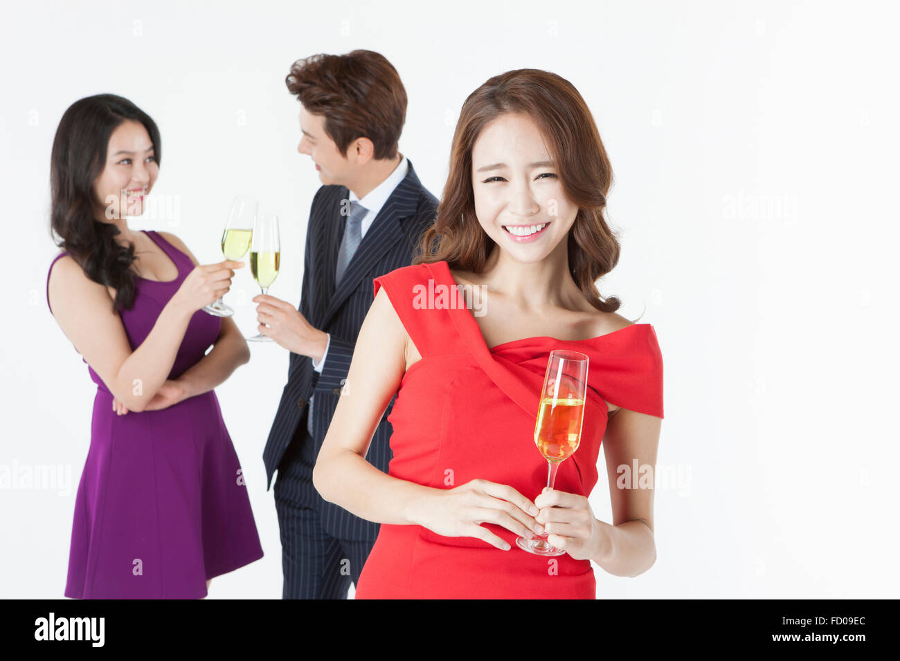 Junge Erwachsene mit einer Champagner-party Stockfoto